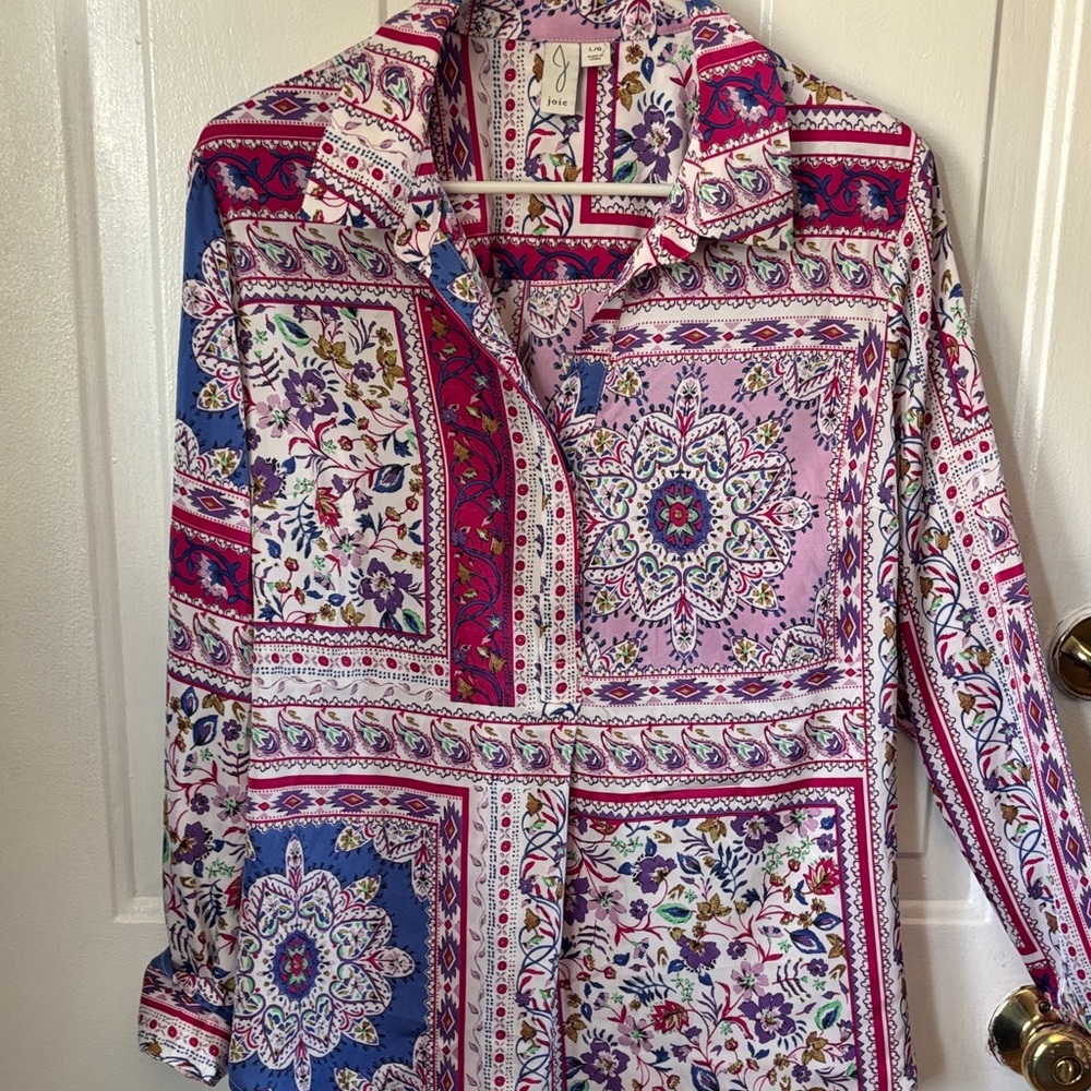 Joie Multicolor Paisley Patchwork Button-Down Shi… - image 1
